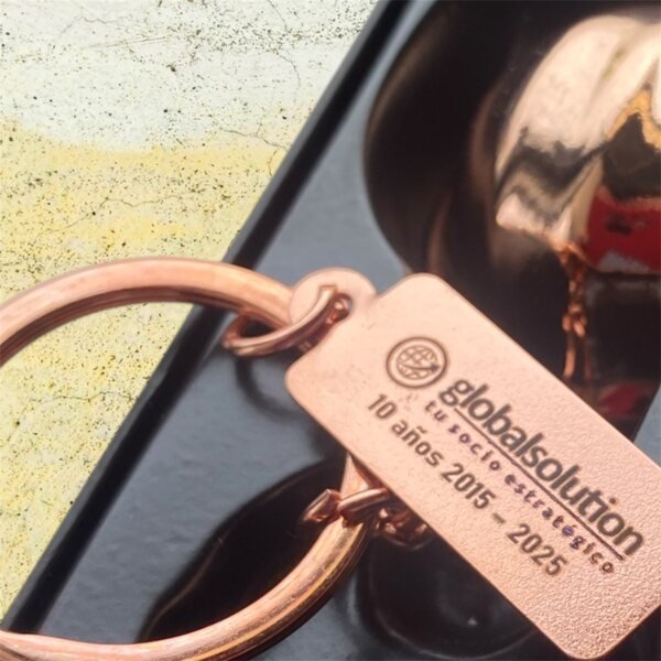 Llavero Casco Minero Encobrizado personalizado para Global Solution Chile