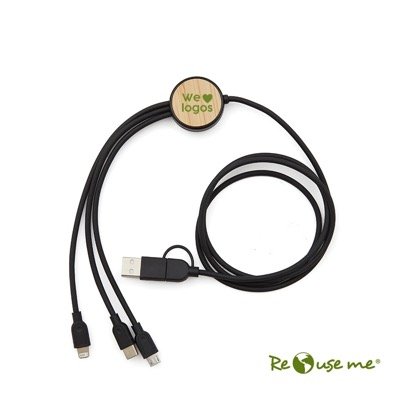 Cable 3 en 1 Bamboo - Regalos Corporativos