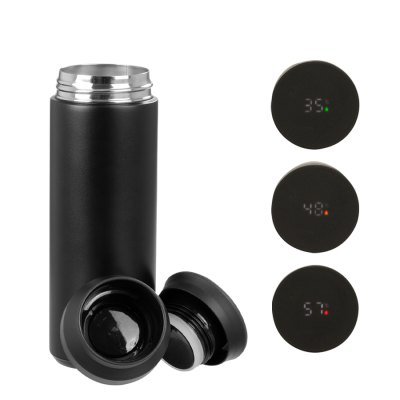 Termo doble pared de acero, con termómetro digital "SMART LID", 480cc - Regalos Corporativos