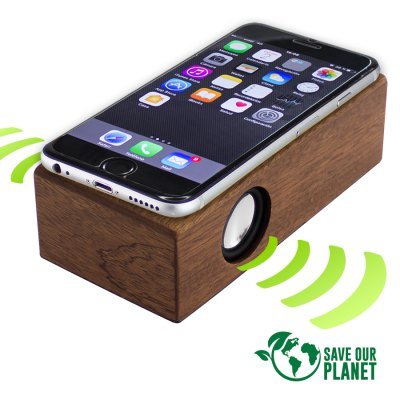 Parlante Grande Inducción Madera Nogal - Regalos Corporativos