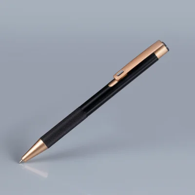 Bolígrafo de aluminio negro "STRONG", con terminales encobrizados. - Regalos Corporativos