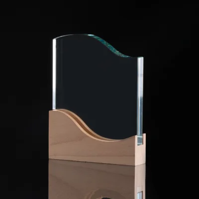 Trofeo Galvano de Madera y Cristal "Curve" - Regalos Corporativos