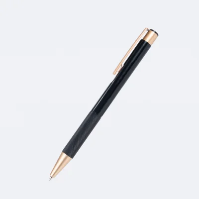 Bolígrafo de aluminio negro "STRONG", con terminales encobrizados. - Regalos Corporativos