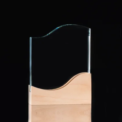 Trofeo Galvano de Madera y Cristal "Curve" - Regalos Corporativos