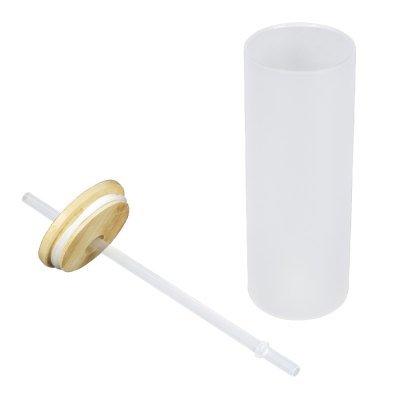 Botella Vidrio Borosilicato Sublimación, tapa Bamboo 500cc - Regalos Corporativos