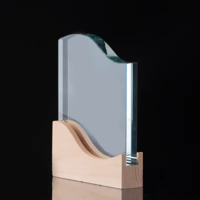 Trofeo Galvano de Madera y Cristal "Curve" - Regalos Corporativos