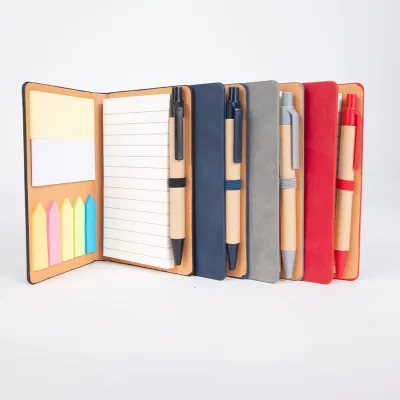 Libreta Memo Set "AURORA" de Eco-Cuero, con Bolígrafo. - Regalos Corporativos