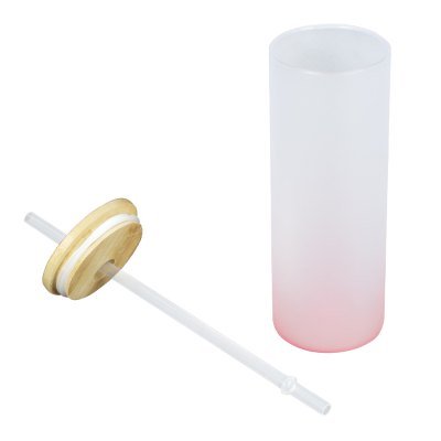 Botella Vidrio Borosilicato Sublimación, tapa Bamboo 500cc - Regalos Corporativos