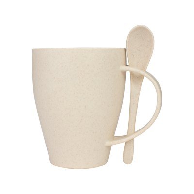 Mug de caña de Trigo con Cuchara 400cc - Regalos Corporativos