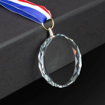 Medalla Cristal "Diamond" con cinta tricolor - Regalos Corporativos