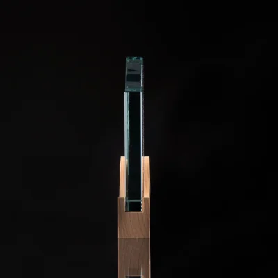 Trofeo Galvano de Madera y Cristal "Curve" - Regalos Corporativos